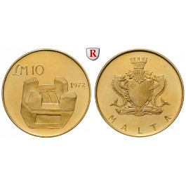 Malta, 10 Pounds 1972, 5,5 g fein, vz-st