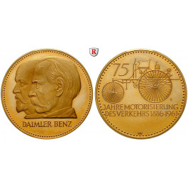 Verkehr, Automobil, Goldmedaille o.J., 31,37 g fein, PP