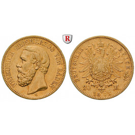 Deutsches Kaiserreich, Baden, Friedrich I., 20 Mark 1873, G, ss+, J. 184