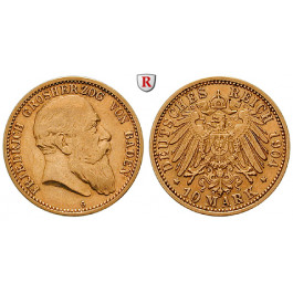 Deutsches Kaiserreich, Baden, Friedrich I., 10 Mark 1904, G, ss+, J. 190
