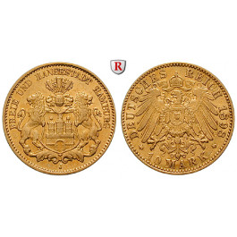Deutsches Kaiserreich, Hamburg, 10 Mark 1898, J, ss-vz, J. 211