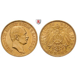 Deutsches Kaiserreich, Sachsen, Friedrich August III., 10 Mark 1909, E, f.vz/vz-st, J. 267