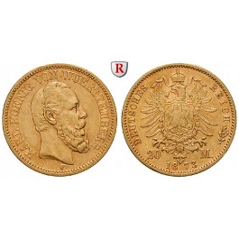 Deutsches Kaiserreich, Württemberg, Karl, 20 Mark 1873, F, ss+, J. 290