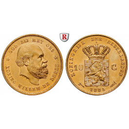 Niederlande, Königreich, Willem III., 10 Gulden 1885, 6,06 g fein, vz-st