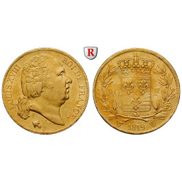 Frankreich, Louis XVIII., 20 Francs 1819, 5,81 g fein, f.vz