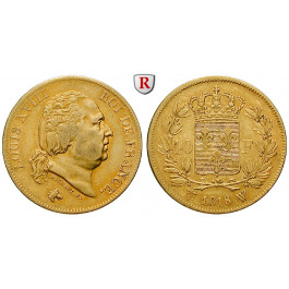 Frankreich, Louis XVIII., 40 Francs 1818, 11,61 g fein, ss+