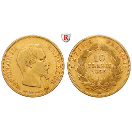 Frankreich, Napoleon III., 10 Francs 1858, 2,9 g fein, ss