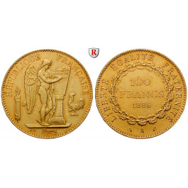Frankreich, III. Republik, 100 Francs 1886, 29,03 g fein, ss-vz