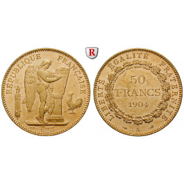 Frankreich, III. Republik, 50 Francs 1904, 14,52 g fein, ss-vz