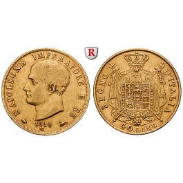 Italien, Königreich, Napoleon I., 40 Lire 1814, 11,61 g fein, ss