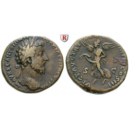 Römische Kaiserzeit, Marcus Aurelius, Sesterz 165-166, ss