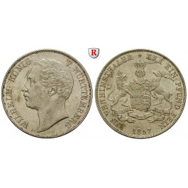 Württemberg, Herzogtum Württemberg (Kgr. ab 1806), Wilhelm I., Vereinstaler 1857, f.vz/vz+