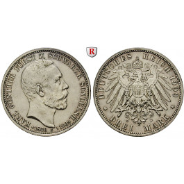 Deutsches Kaiserreich, Schwarzburg-Sondershausen, Karl Günther, 3 Mark 1909, auf den Tod, A, ss-vz, J. 170