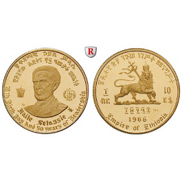 Äthiopien, Haile Selassie I., 10 Dollars 1966, 3,6 g fein, PP