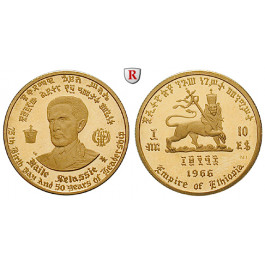 Äthiopien, Haile Selassie I., 10 Dollars 1966, 3,6 g fein, PP