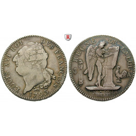 Frankreich, Louis XVI., Ecu de 6 livres 1793, ss+