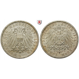 Deutsches Kaiserreich, Lübeck, 3 Mark 1913, A, f.vz, J. 82