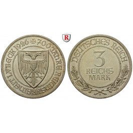 Weimarer Republik, 3 Reichsmark 1926, Lübeck, A, vz-st/vz, J. 323