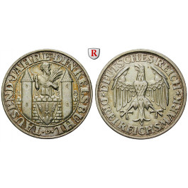 Weimarer Republik, 3 Reichsmark 1928, Dinkelsbühl, D, ss-vz, J. 334