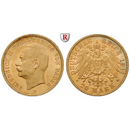 Deutsches Kaiserreich, Baden, Friedrich II., 20 Mark 1911, G, ss+/vz, J. 192