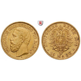Deutsches Kaiserreich, Baden, Friedrich I., 10 Mark 1876, G, ss-vz, J. 186