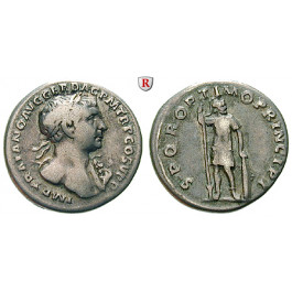 Römische Kaiserzeit, Traianus, Denar 103-111, ss+