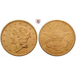 USA, 20 Dollars 1873, 30,09 g fein, ss+