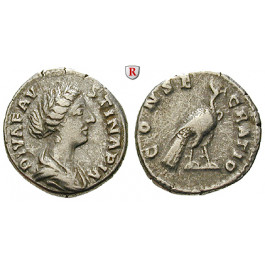 Römische Kaiserzeit, Faustina II., Frau des Marcus Aurelius, Denar 176-180, ss+