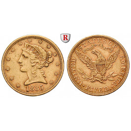 USA, 5 Dollars 1885, 7,52 g fein, ss+