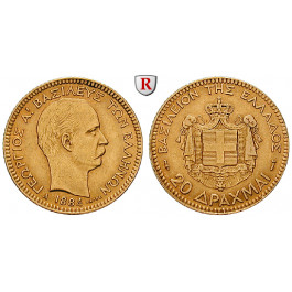Griechenland, Georg I., 20 Drachmai 1884, 5,81 g fein, ss-vz