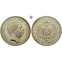 Deutsches Kaiserreich, Sachsen, Albert, 5 Mark 1902, auf den Tod, E, f.vz, J. 128