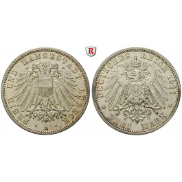 Deutsches Kaiserreich, Lübeck, 3 Mark 1911, A, ss-vz, J. 82