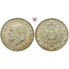 Deutsches Kaiserreich, Bayern, Ludwig III., 3 Mark 1914, D, vz, J. 52