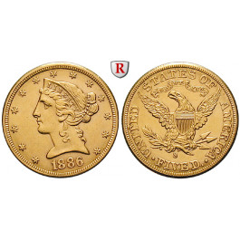 USA, 5 Dollars 1886, 7,52 g fein, f.vz