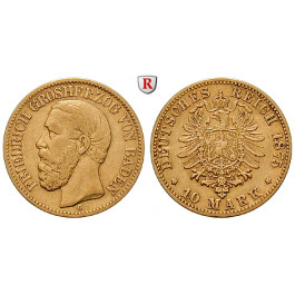 Deutsches Kaiserreich, Baden, Friedrich I., 10 Mark 1875, G, ss, J. 186