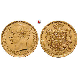Dänemark, Frederik VIII., 10 Kroner 1909, 4,03 g fein, vz/vz-st