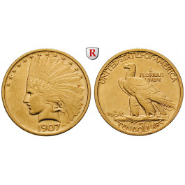 USA, 10 Dollars 1907, 15,05 g fein, ss+/ss-vz