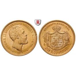 Schweden, Oskar II., 20 Kronor 1877, 8,06 g fein, vz/vz-st