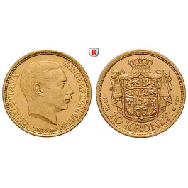 Dänemark, Christian X., 10 Kroner 1913, 4,03 g fein, ss-vz/vz+
