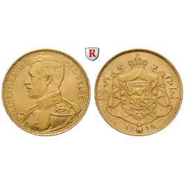 Belgien, Königreich, Albert I., 20 Francs 1914, 5,81 g fein, vz/vz+