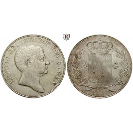 Baden, Baden-Durlach, Ludwig, Doppelgulden 1824, ss+