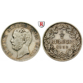 Baden, Baden-Durlach, Friedrich I., 1/2 Gulden 1868, ss
