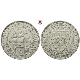 Weimarer Republik, 5 Reichsmark 1927, Bremerhaven, A, vz, J. 326