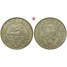 Weimarer Republik, 5 Reichsmark 1927, Bremerhaven, A, vz+, J. 326