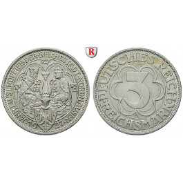 Weimarer Republik, 3 Reichsmark 1927, Nordhausen, A, vz+/f.vz, J. 327