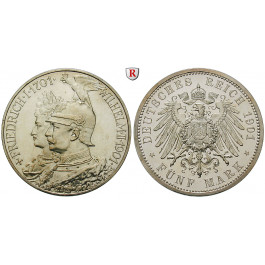 Deutsches Kaiserreich, Preussen, Wilhelm II., 5 Mark 1901, 200 Jahre Königreich, A, PP, J. 106