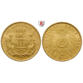 Deutsches Kaiserreich, Hamburg, 20 Mark 1899, J, vz-st, J. 212