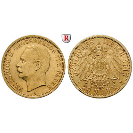 Deutsches Kaiserreich, Baden, Friedrich II., 20 Mark 1913, G, ss-vz/vz+, J. 192