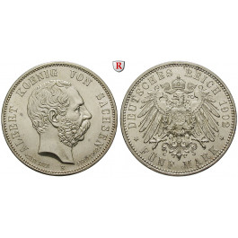 Deutsches Kaiserreich, Sachsen, Albert, 5 Mark 1902, auf den Tod, E, f.vz, J. 128