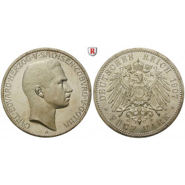 Deutsches Kaiserreich, Sachsen-Coburg-Gotha, Carl Eduard, 5 Mark 1907, A, vz/vz-st, J. 148